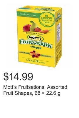 Costco Mott's fruitsations, assorted fruit shapes, 68 × 22.6 g offer