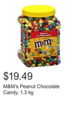 Costco M&m's peanut chocolate candy, 1.3 kg offer