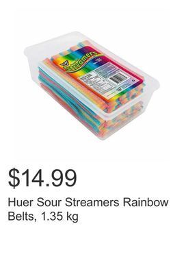 Costco Huer sour streamers rainbow belts, 1.35 kg offer