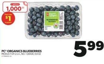 Real Canadian Superstore PC ORGANICS BLUEBERRIES 9.8 OZ offer