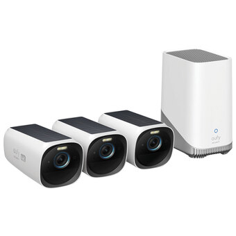 Best Buy Eufy eufycam 3 wire-free 4k ultra hd outdoor security camera with solar panel - 3 pack offer
