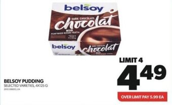 Real Canadian Superstore BELSOY PUDDING SELECTED VARIETIES, 4X125 G offer