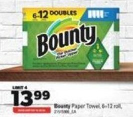 Real Canadian Superstore Bounty Paper Towel 6-12 roll offer