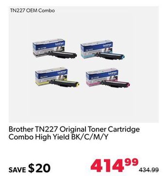 Shopper+ Brother tn227 original toner cartridge combo high yield bk/c/m/y offer