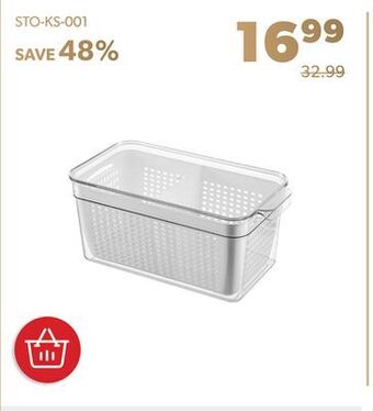 Shopper+ Refrigerator organizer food storage box with drain basket & lid 2 pack - stora offer