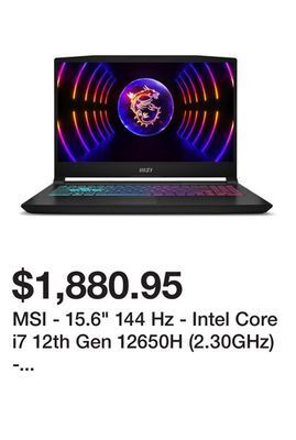 Newegg Msi - 15.6 144 hz - intel core i7 12th gen 12650h (2.30ghz) - nvidia geforce rtx 4060 laptop gpu - 16 gb ddr5 - 1 tb pcie ssd offer
