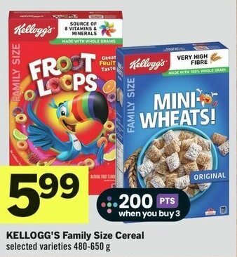 IGA KELLOGG'S Family Size Cereal offer