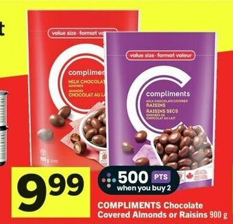 IGA COMPLIMENTS Chocolate Covered Almonds or Raisins 900 g offer