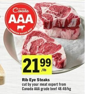 IGA Rib Eye Steaks offer