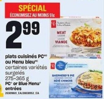 Provigo PC or Blue Menu entrées offer
