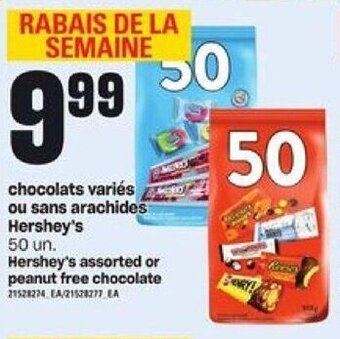 Provigo Hershey's assorted or peanut free chocolate offer