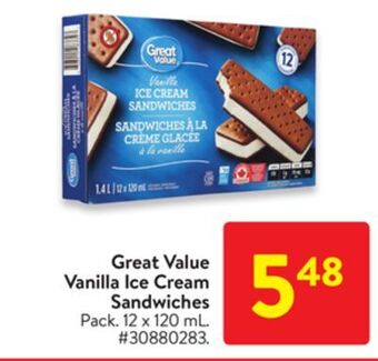 Walmart Great value vanilla ice cream sandwiches offer
