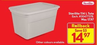 Walmart Sterilite 114 l tote offer