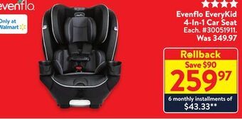 Walmart Evenflo everykid 4-in-1 car seat offer
