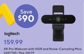 Staples Logitech 4k pro webcam with hdr and noise-canceling mics offer