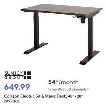Staples Sunjoy collison electric sit & stand desk - 48 x 28 offer