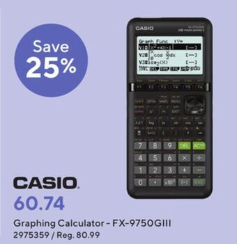 Staples Casio graphing calculator - fx-9750giii offer