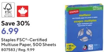 Staples Staples fsc - certified multiuse paper, 500 sheets offer