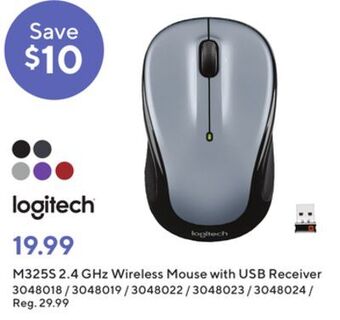 Staples Logitech m325s 2.4 ghz wireless mouse with usb receiver offer