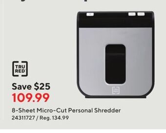 Staples Tru red 8-sheet micro-cut personal shredder offer