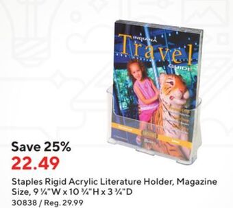 Staples Staples rigid acrylic literature holder, magazine offer