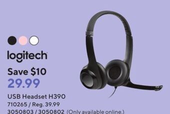 Staples Logitech usb headset h390 offer