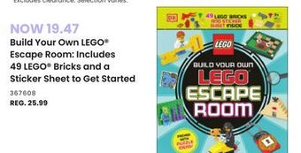 Toys R us Build your own lego escape room: includes 49 lego bricks and a sticker sheet to get started offer