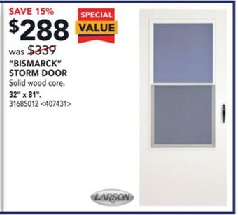 Lowe's Larson bismarck storm door offer