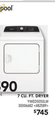 Lowe's Whirlpool 7 cu. ft. dryer offer