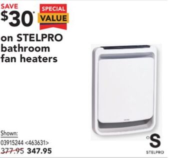 Lowe's Stelpro bathroom fan heaters offer