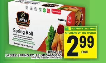 Food Basics Divya or lazeez spring rolls or samosas offer