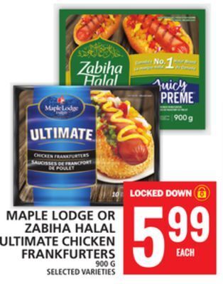 Food Basics Maple lodge or zabiha halal ultimate chicken frankfurters offer