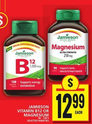 Food Basics Jamieson vitamin b12 or magnesium offer