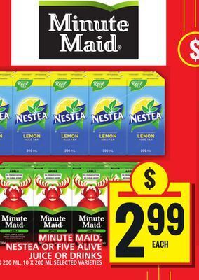 Food Basics Minute maid, nestea or five alive juice or drinks offer