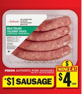 Food Basics Fresh authentic pork sausages offer