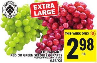 Food Basics Extra large red or green seedless grapes offer