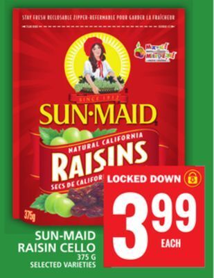 Food Basics Sun-maid raisin cello offer