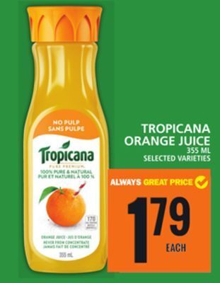 Food Basics Tropicana orange juice offer
