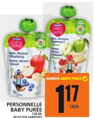 Food Basics Personnelle baby purée offer