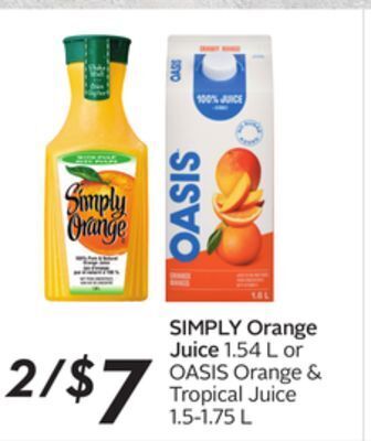 Sobeys Simply orange juice offer