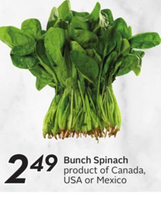 Sobeys Bunch spinach offer