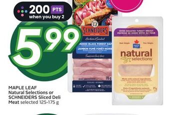 Sobeys Maple leaf natural selections or schneiders sliced deli meat offer