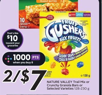 Sobeys Trail mix or crunchy granola bars or selected varieties offer