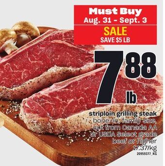 Independent Grocer Striploin grilling steak offer