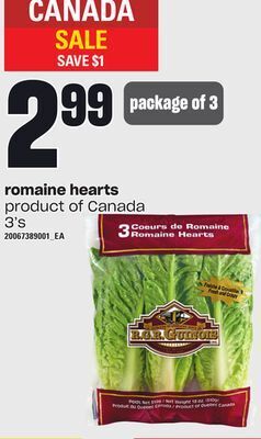 Independent Grocer Romaine hearts, 3's offer