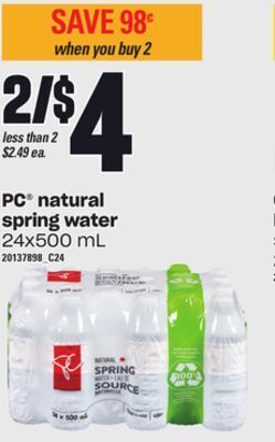 Independent Grocer Pc natural spring water, 24x500 ml offer