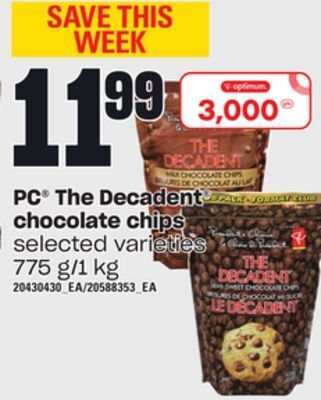 Independent Grocer Pc the decadent chocolate chips, 775 g/1 kg offer