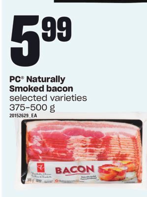 Independent Grocer Pc naturally smoked bacon, 375-500 g offer
