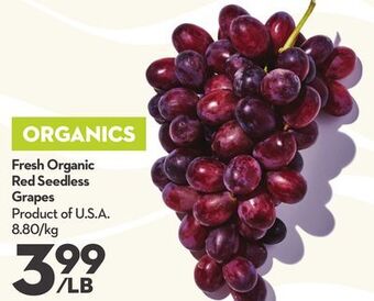 Longo's Fresh organic red seedless grapes offer
