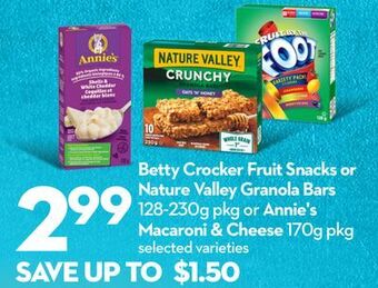 Longo's Betty crocker fruit snacks or nature valley granola bars 128-230g pkg or annie's macaroni & cheese 170g pkg offer